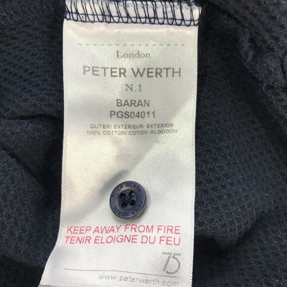 Peter Werth No 1 London cotton navy blue short sleeve open knit waffle polo L - Picture 4 of 10